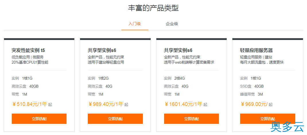 2、阿里云服务器ECS入门级和企业级有什么区别? - 奥多云