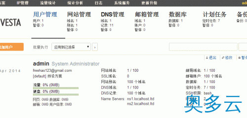 9、Vestacp免费VPS主机控制面板的安装与使用教程 - 奥多云