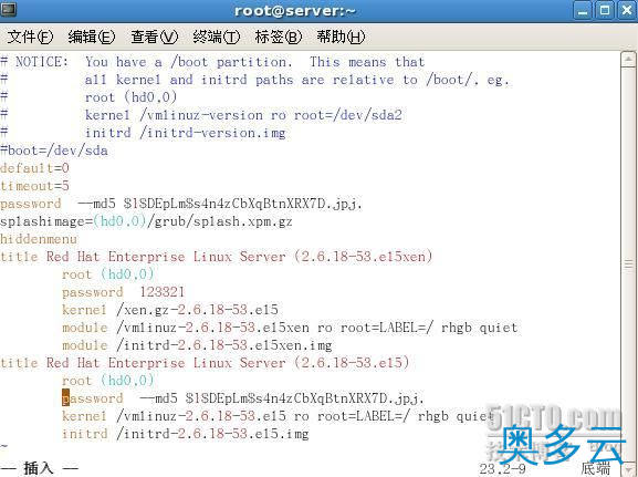 8、LINUX安全设置之关于GRUB加密图文教程全解 - 奥多云