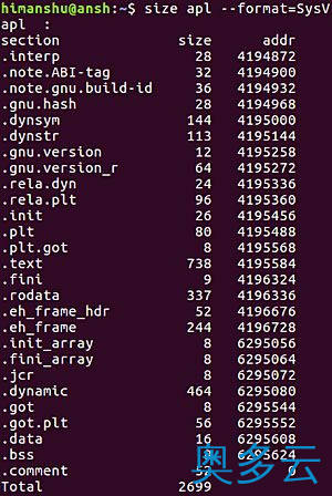 2、带你入门Linux中size命令的6个例子 - 奥多云