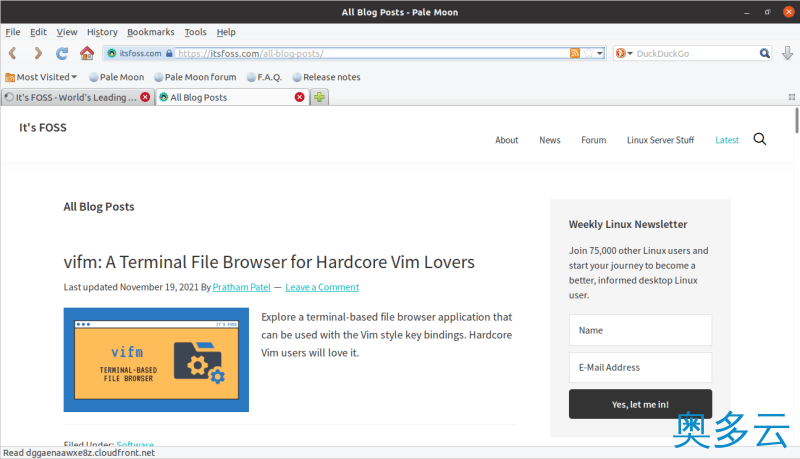 7、十个适用于 Linux 的开源轻量级网页浏览器 - 奥多云
