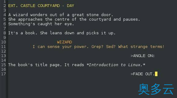 3、在 Linux 上用 Markdown 编写你的电影剧本 - 奥多云