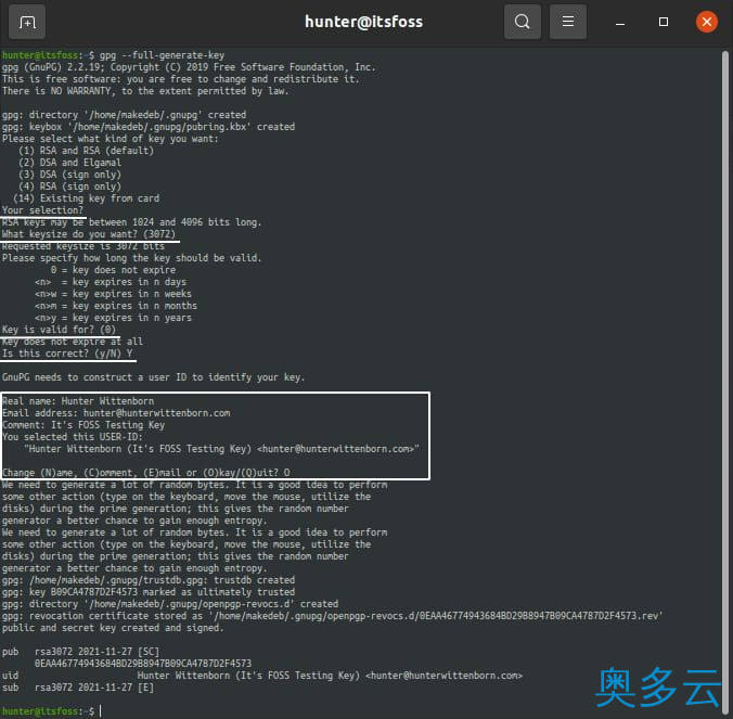 4、手把手教您在 Linux 上使用 GPG 加解密文件 - 奥多云