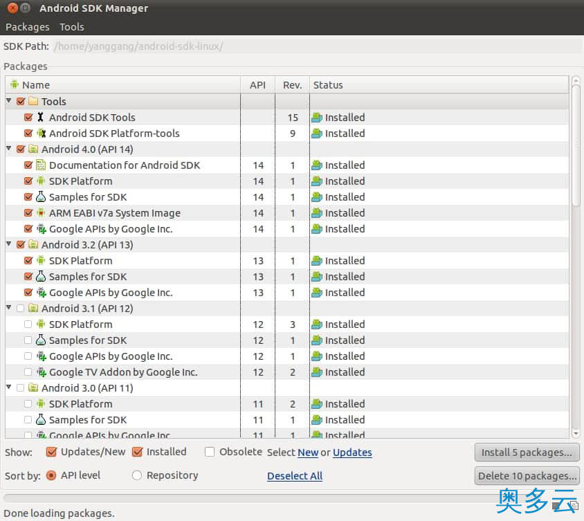 5、Ubuntu搭建Eclipse+JDK+SDK的Android开发环境 - 奥多云