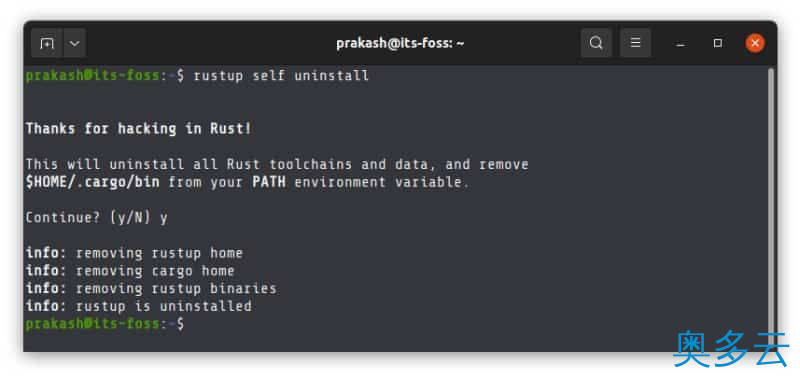 6、如何在 Ubuntu 和其它的 Linux 发行版安装 Rust 和 Cargo - 奥多云