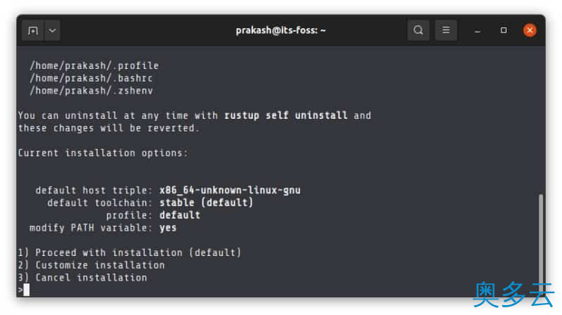 3、如何在 Ubuntu 和其它的 Linux 发行版安装 Rust 和 Cargo - 奥多云