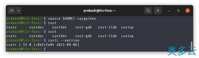 5、如何在 Ubuntu 和其它的 Linux 发行版安装 Rust 和 Cargo - 奥多云
