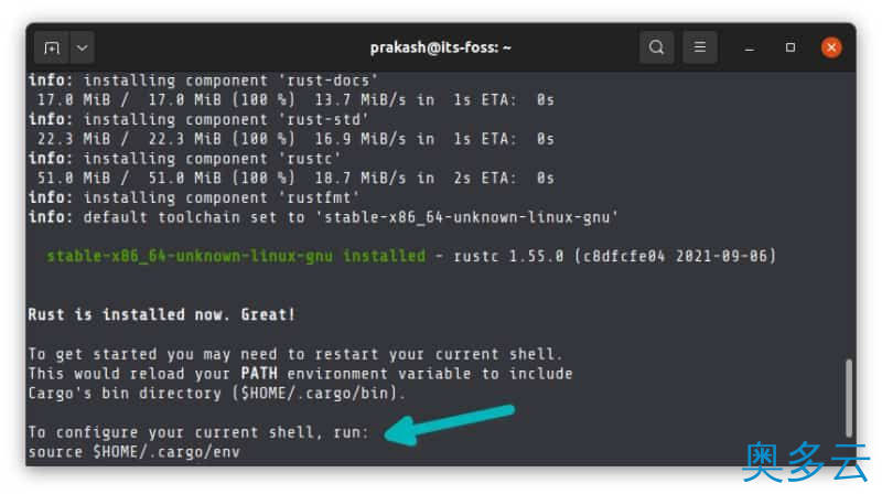 4、如何在 Ubuntu 和其它的 Linux 发行版安装 Rust 和 Cargo - 奥多云