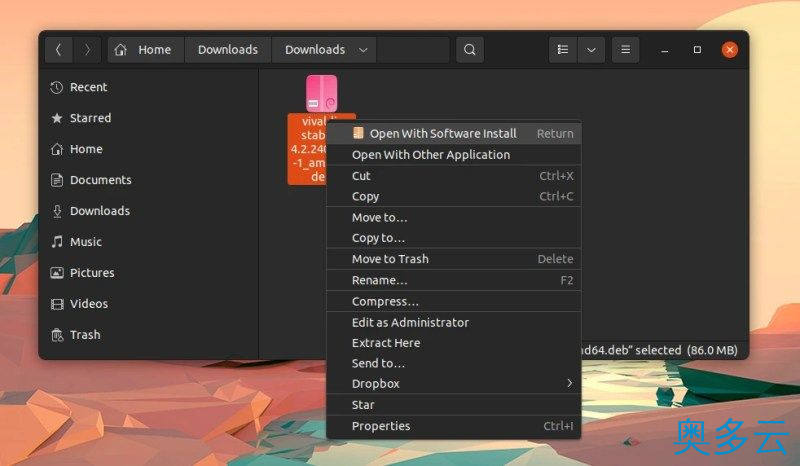 如何在 Ubuntu 中安装 Vivaldi 浏览器 5、如何在 Ubuntu 中安装 Vivaldi 浏览器 - 奥多云