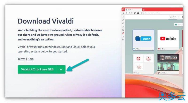 如何在 Ubuntu 中安装 Vivaldi 浏览器 4、如何在 Ubuntu 中安装 Vivaldi 浏览器 - 奥多云
