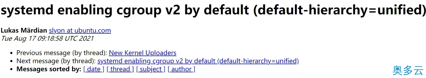 2、Ubuntu 21.10 将默认使用 Cgroups v2 - 奥多云