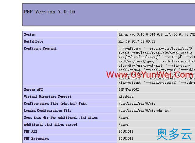 2、CentOS 7.x编译安装Nginx1.10.3+MySQL5.7.16+PHP5.2 5.3 5.4 5.5 5.6 7.0 7.1多版本全能环境 - 奥多云