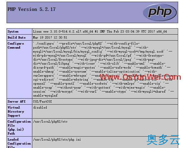 7、CentOS 7.x编译安装Nginx1.10.3+MySQL5.7.16+PHP5.2 5.3 5.4 5.5 5.6 7.0 7.1多版本全能环境 - 奥多云