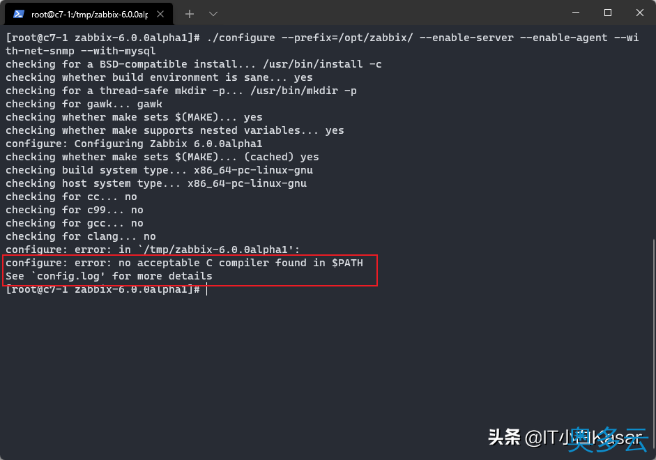 CentOS7源码编译安装Zabbix 6.0alpha1 3、CentOS7源码编译安装Zabbix 6.0alpha1 - 奥多云