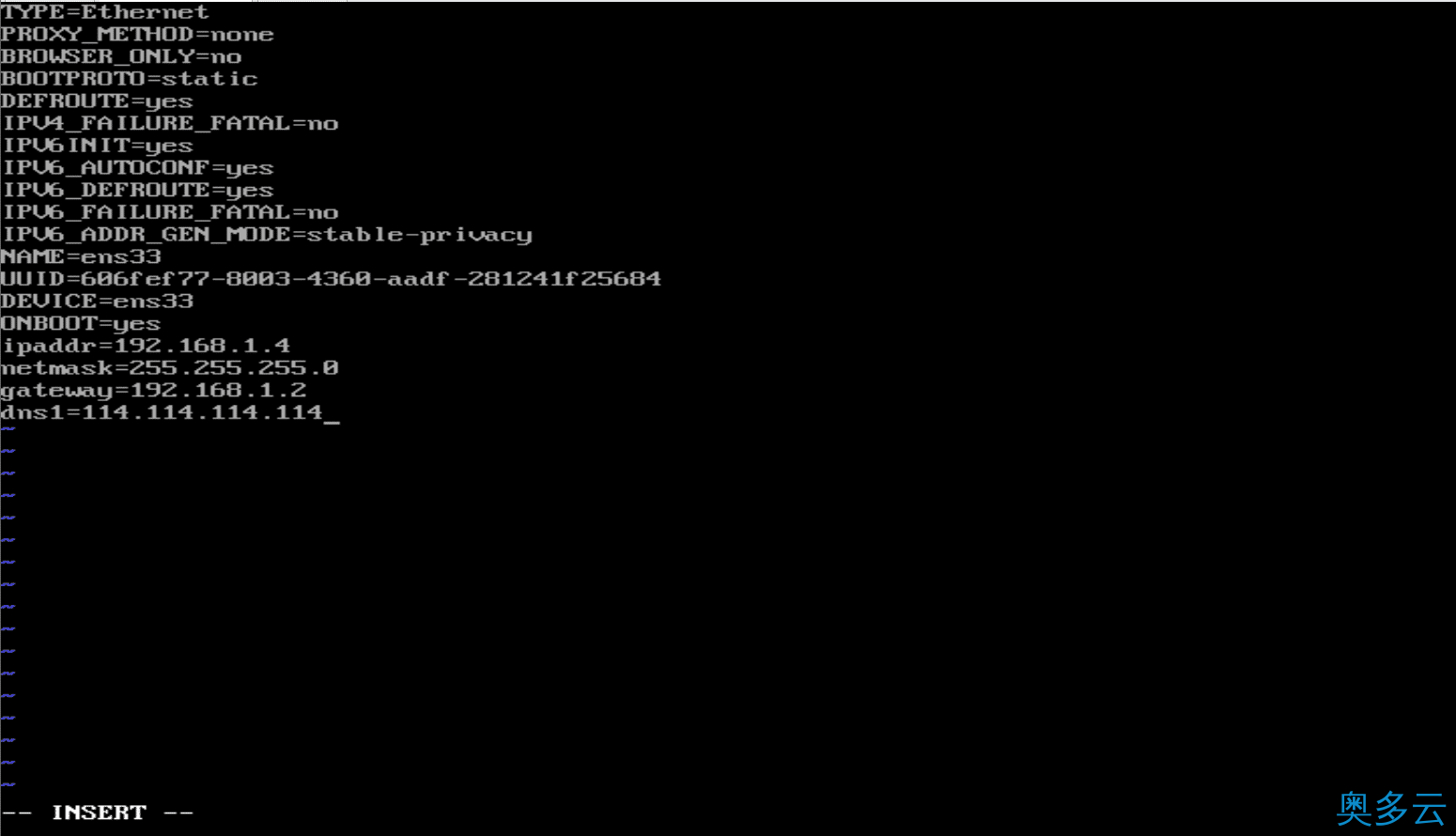 CentOS设置IP连接网络实现过程图解 3、CentOS设置IP连接网络实现过程图解 - 奥多云