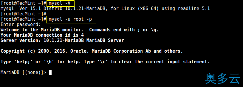 5、详解如何在 CentOS 7 上安装和安全配置 MariaDB 10 - 奥多云