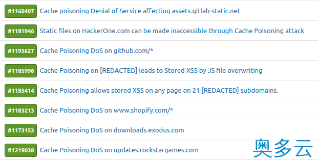 2、研究人员发现 70 个 Web 缓存中毒漏洞，涉及 GitHub/GitLab 等 - 奥多云