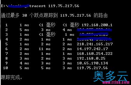 tracert路由跟踪工具使用方法 2、tracert路由跟踪工具使用方法 - 奥多云