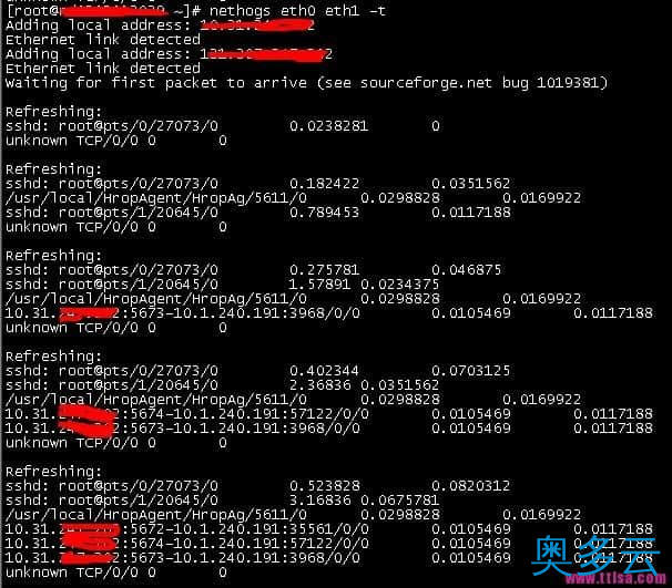 2、nethogs 查看每个进程使用的带宽 - 奥多云